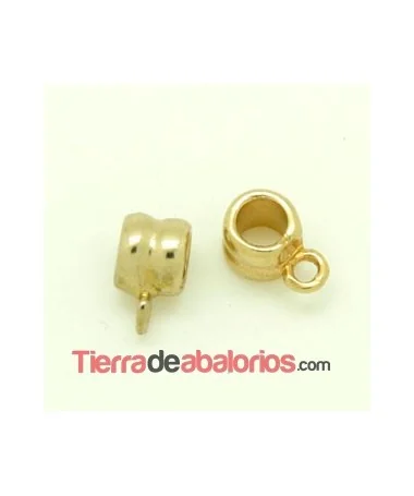 Tubo con Anilla 7x8mm Agujero 5mm Dorado
