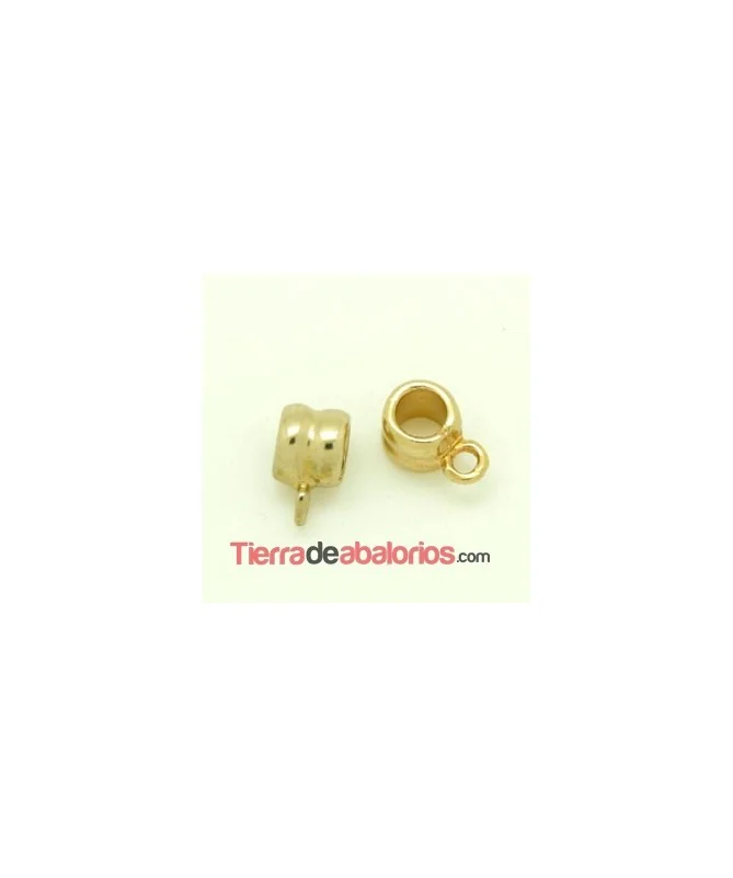 Tubo con Anilla 7x8mm Agujero 5mm Dorado