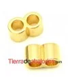 Tubo Doble 15x8mm Agujeros de 5mm, Dorado