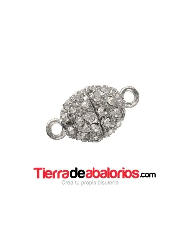 Cierre Oval Strass con Imán 20x11mm, Plateado