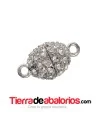 Cierre Oval Strass con Imán 20x11mm, Plateado