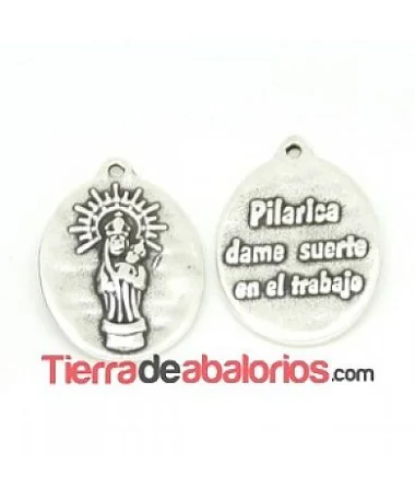 Medalla Pilarica Dame Suerte en el Trabajo 27x10mm con Anill