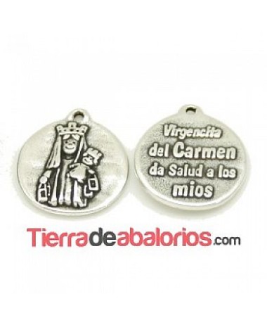 Medalla 19mm Virgencita del Carmen, Plateada