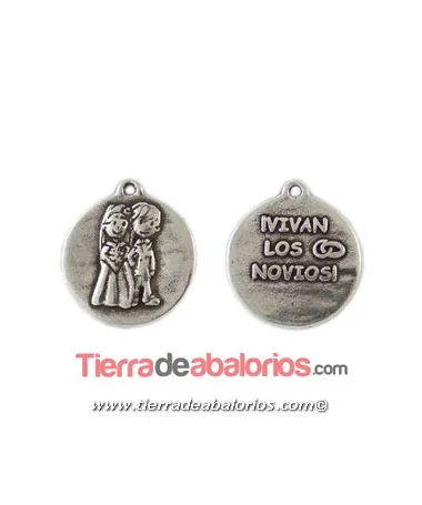 Medalla 19mm Vivan Los Novios, Plateada