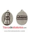 Medalla Niña Mi Primera Comunión 24x18mm, Plateada