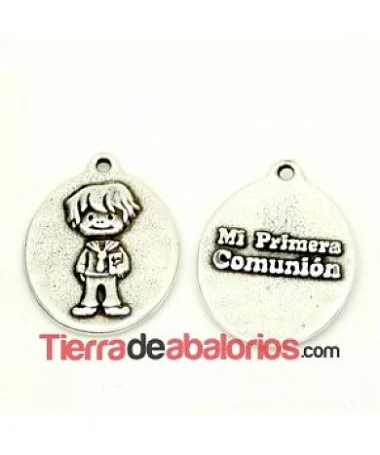 Medalla Niño Mi Primera Comunión 24x18mm, Plateada Medalla Niño Mi Primera Comunión 24x18mm, Plateada