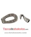 Cierre Oval Martillado con Gancho de 40x25mm, Plateado