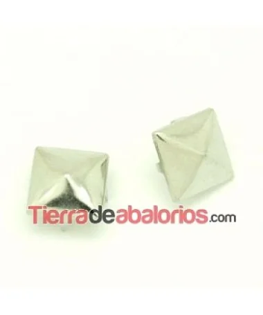 Tacha Pirámide 12mm Plateada