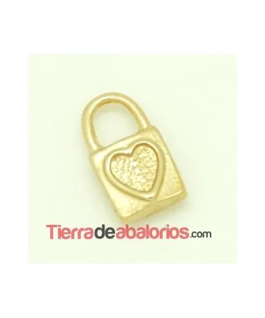Colgante Candado Corazón de 16x9mm, Dorado Colgante Candado Corazón de 16x9mm, Dorado