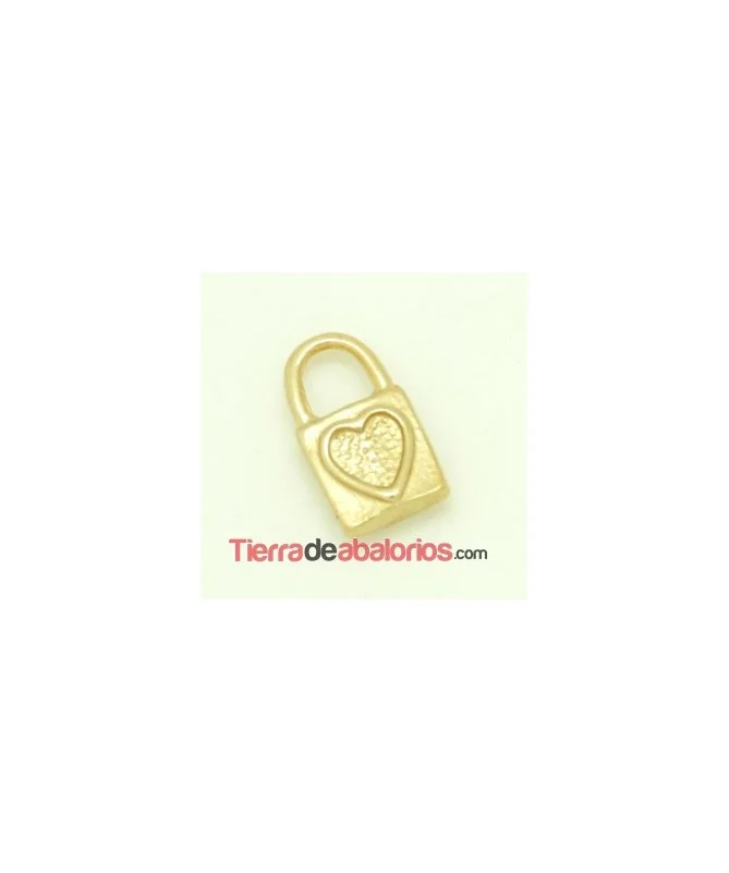 Colgante Candado Corazón de 16x9mm, Dorado