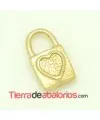 Colgante Candado Corazón de 16x9mm, Dorado