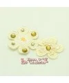 Flor Gros Grain con Brillos Termoadhesiva Crema Cristal Amar