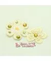 Flor Gros Grain con Brillos Termoadhesiva Crema Cristal Amar