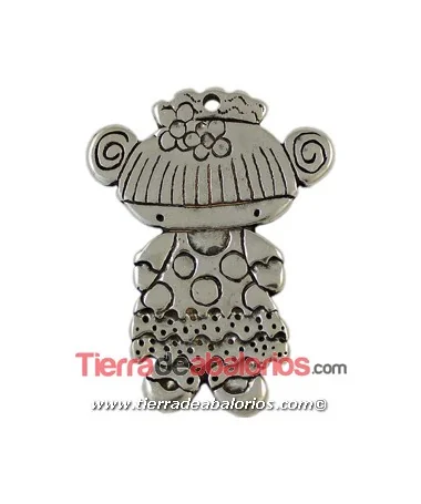 Lola Colgante 68x55mm Flamenca, Plateada