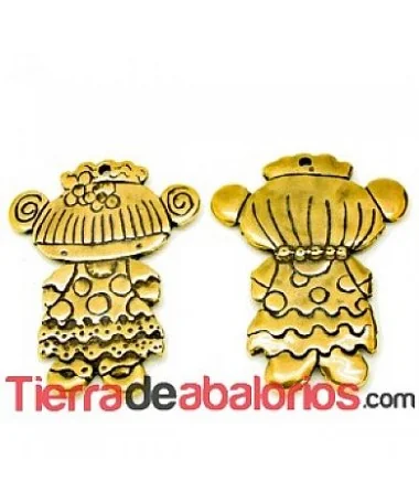 Lola Colgante 68x55mm Flamenca, Oro Viejo