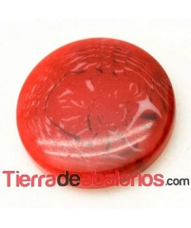 Cabujón Resina Redondo 10mm Rojo con Efecto Piedra