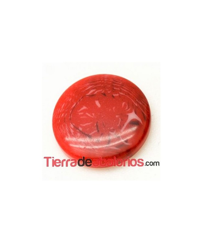 Cabujón Resina Redondo 10mm Rojo con Efecto Piedra