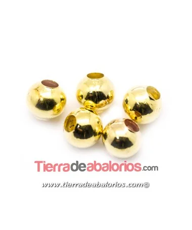 Bola Latón 8mm Agujero 3mm, Dorada