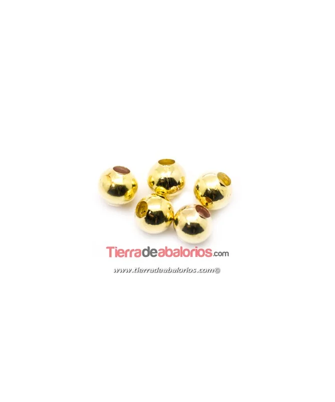 Bola Latón 8mm Agujero 3mm, Dorada