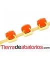 Cadena Dorada con Cabujón Acrílico SS28 Naranja Neón
