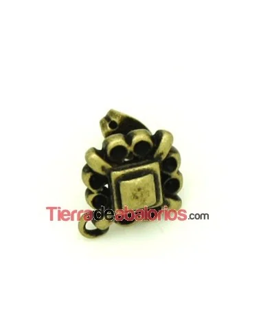 Pendiente Rombo 14mm con Adornos para Chatones, Oro Viejo
