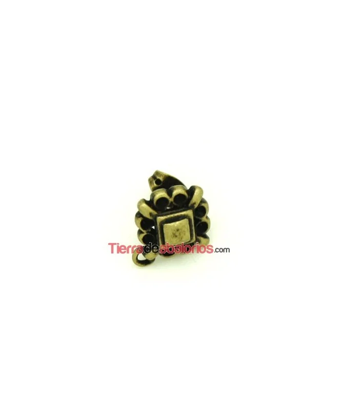 Pendiente Rombo 14mm con Adornos para Chatones, Oro Viejo