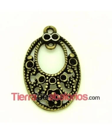 Filigrana Colgante Oval 30x19mm, Oro Viejo