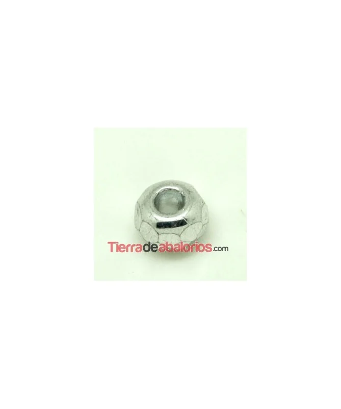 Bola Facetada Rondel 12x8mm Agujero 5mm Plata