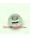 Bola Facetada Rondel 12x8mm Agujero 5mm Plata