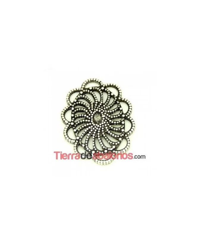Filigrana Ovalada 27x20mm, Plata Vieja