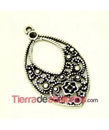 Colgante Filigrana Oval 43x24mm, Plata Vieja Colgante Filigrana Oval 43x24mm, Plata Vieja
