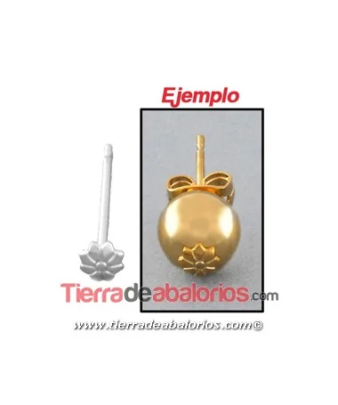 Pendiente Tope Flor 4mm para Bola Pasada, Plateado