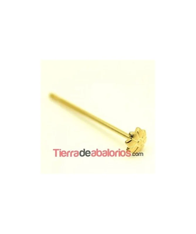 Pendiente Tope Flor 4mm para Bola Pasada, Dorado