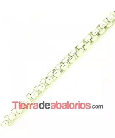 Cadena de Aluminio Eslabón Tubo 5mm, Plateada Cadena de Aluminio Eslabón Tubo 5mm, Plateada
