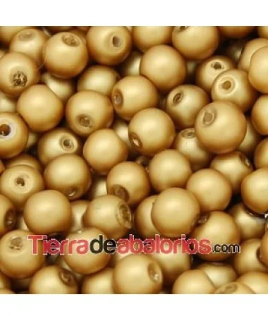 Perla de Cristal Checo 6mm Dorado Mate Perla de Cristal Checo 6mm Dorado Mate