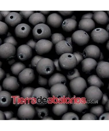 Perla de Cristal Checo 6mm Negro Mate