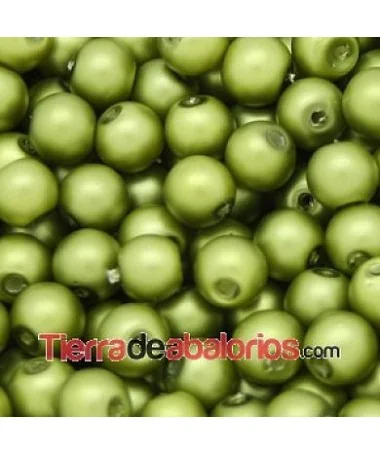 Perla de Cristal Checo 6mm Oliva Mate