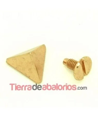 Tachuela Pirámide con Tornillo de 10mm Oro Rojizo