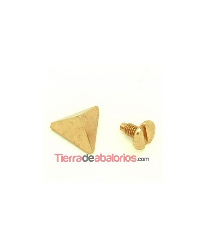 Tachuela Pirámide con Tornillo de 10mm Oro Rojizo