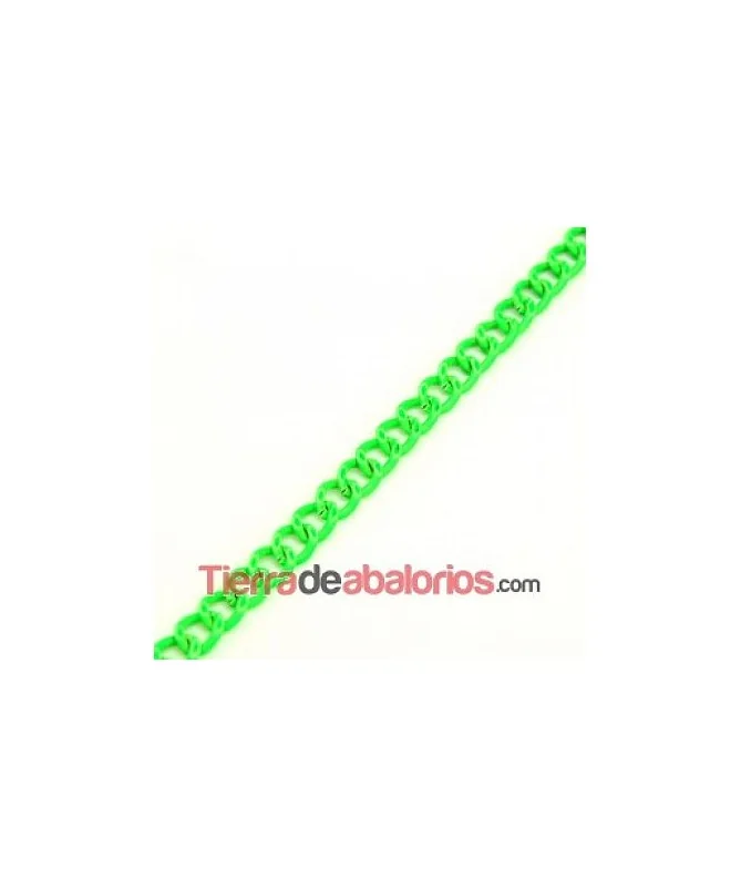 Cadena de Aluminio 9x7mm, Verde Fluor Cadena de Aluminio 9x7mm, Verde Fluor