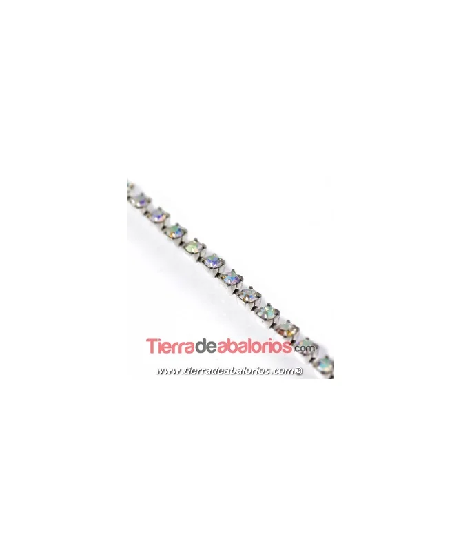 Cadena Plateada con Swarovski SS12 Cristal AB