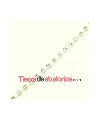 Cadena Plateada con Swarovski SS12 Cristal