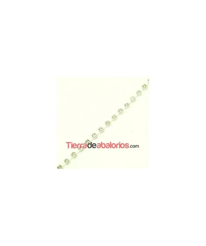 Cadena Plateada con Swarovski SS12 Cristal