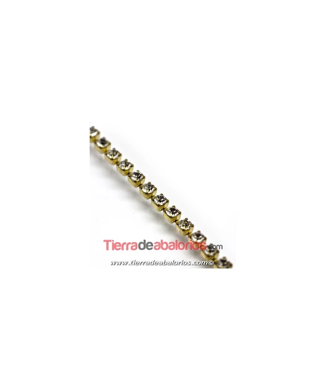 Cadena Dorada con Swarovski SS12 Cristal