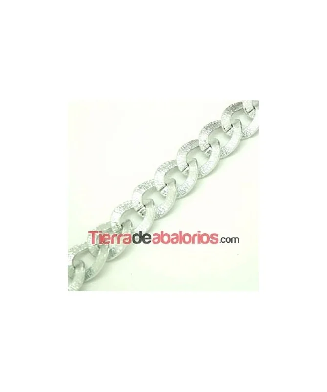 Cadena de Aluminio 22x18mm, Plateado Brillante Cadena de Aluminio 22x18mm, Plateado Brillante
