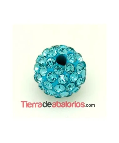 Bola Shamballa 8mm Agujero 1mm Aqua