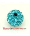 Bola Shamballa 8mm Agujero 1mm Aqua
