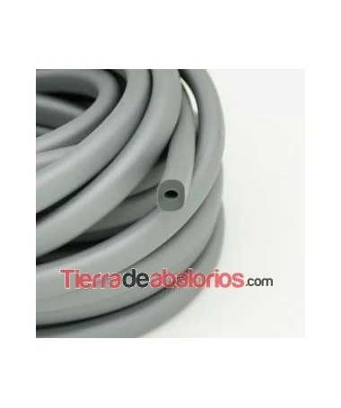 Cordón Regaliz de Caucho 10x7mm Hueco 4mm Gris Plata(20cm)