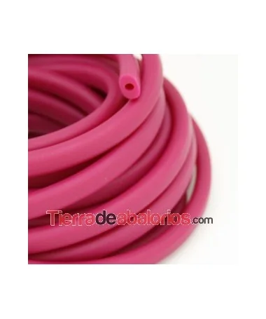 Cordón Regaliz de Caucho 10x7mm Hueco 4mm Fucsia Mate(20cm)