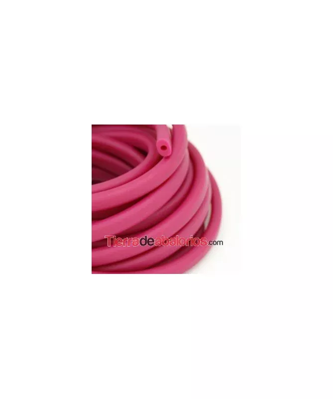 Cordón Regaliz de Caucho 10x7mm Hueco 4mm Fucsia Mate(20cm)